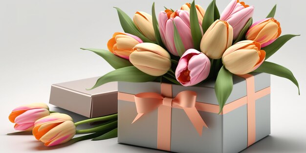 Gorgeous tulip arrangement and gift box