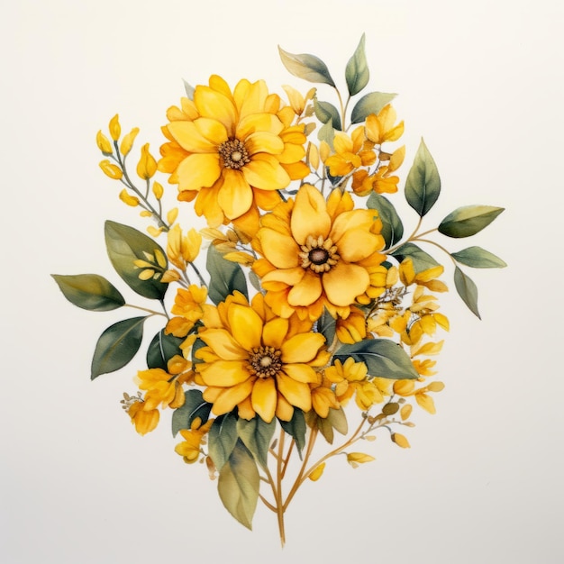 화려 한 수채화 마리골드 꽃 들 활기찬 색 의 매혹적 인 예술