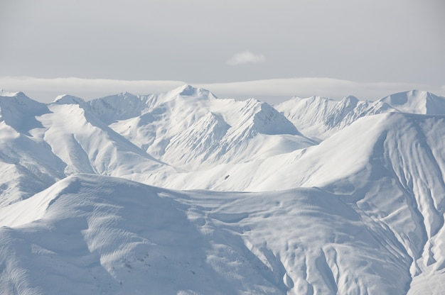 Gorgeous winter landscape of snow covered mountains in Gudauri