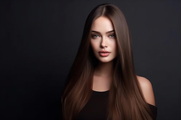 Gorgeous woman hair model dark background