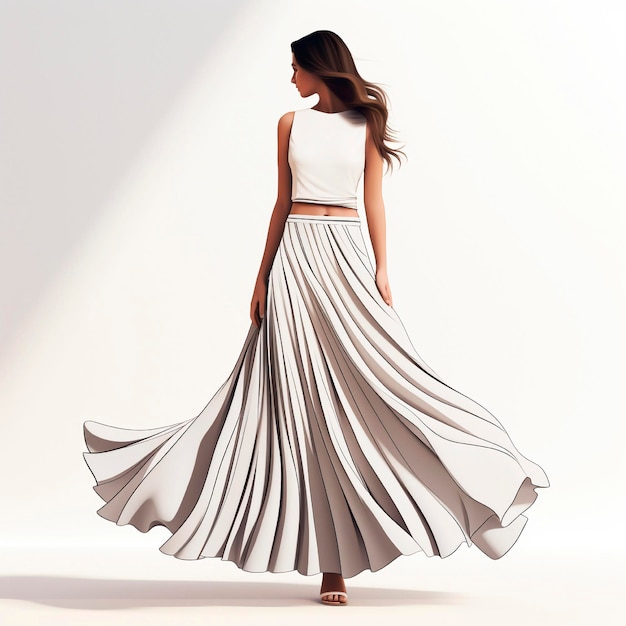 Photo gorgeous woman in a long skirt simple fashion sketchai generation