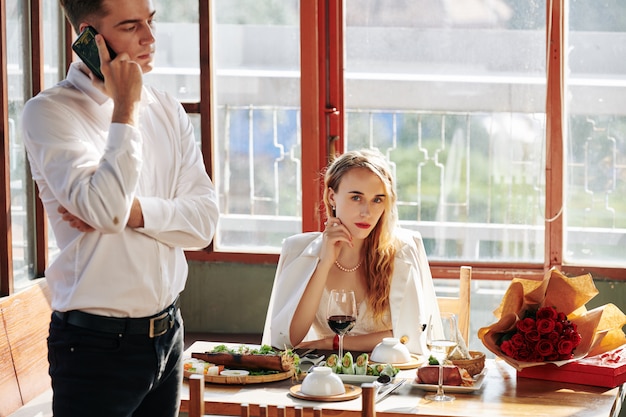 Gorgeous woman at table