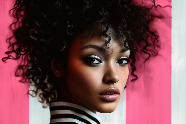 美しい若いアフリカ系アメリカ人の女性 肖像画 クローズアップ