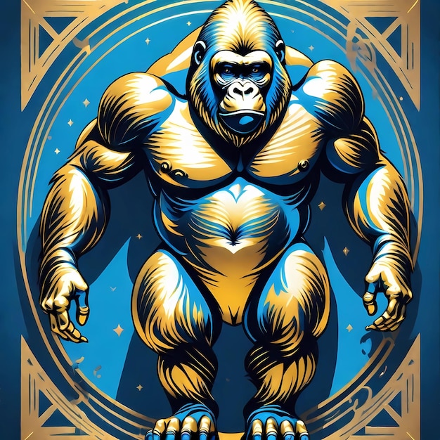 Gorilla on a blue background