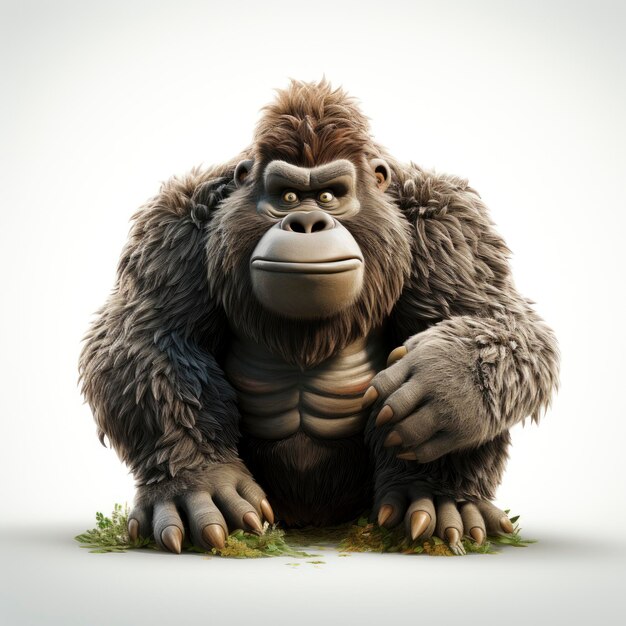 Gorilla Cartoon 3D Isolated On White Background