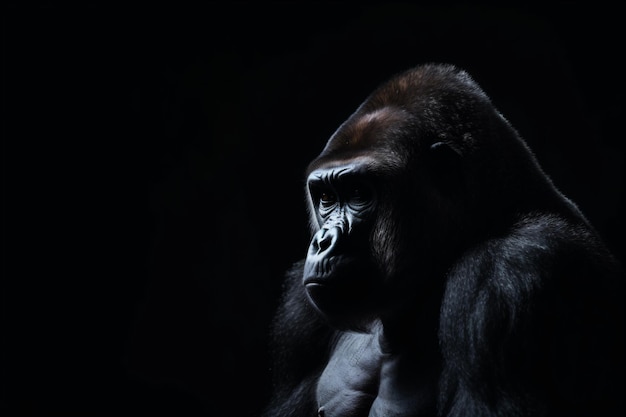 Photo a gorilla in the dark