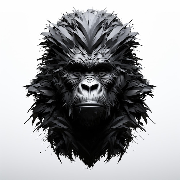 Gorilla face beast on white background