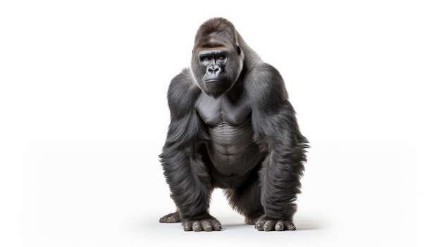 Foto gorilla a tutto corpo su sfondo bianco