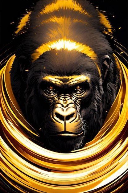 A gorilla in a gold ring