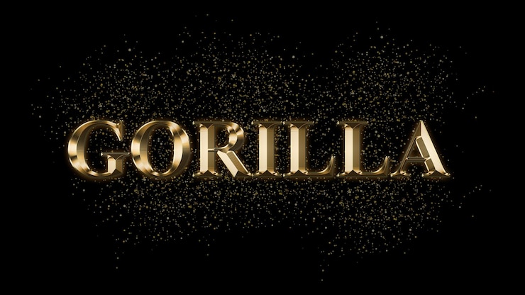Фотография золотой текст gorilla золотой текст с искрами золотой покрытый текст эффект имя животного