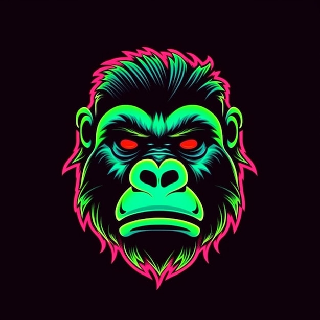 Gorilla Head-logo in neonstijl