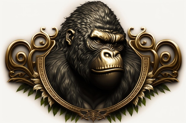 Gorilla illustration white background Generative AI