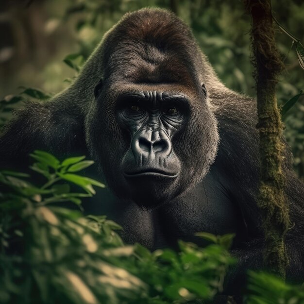 Photo gorilla in the jungle