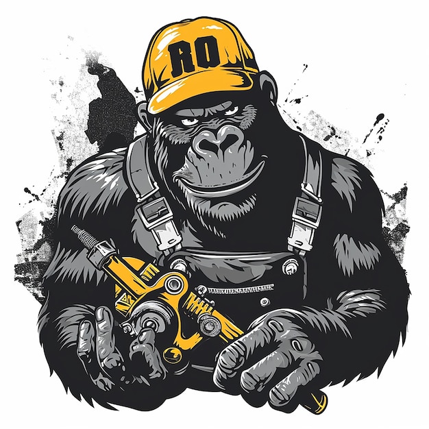 Foto gorilla mechanic t-shirt ontwerp vector