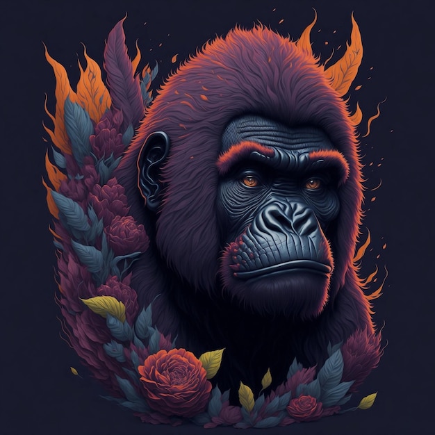 gorilla met bloemen