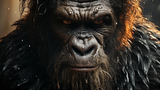 Gorilla portrait closeup infront view