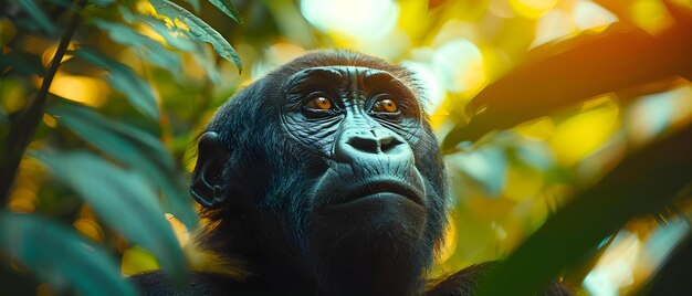 Gorilla Portrait in the Tropical Rainforest of Costa Rica Concept Nature Photography Wildlife Conservation Rainforest Ecosystem Endangered Species Jungle Adventure