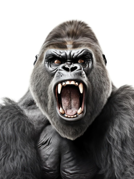 Photo gorilla studio shot isolated on clear white background generative ai