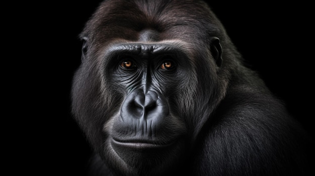 Photo a gorilla with a black background