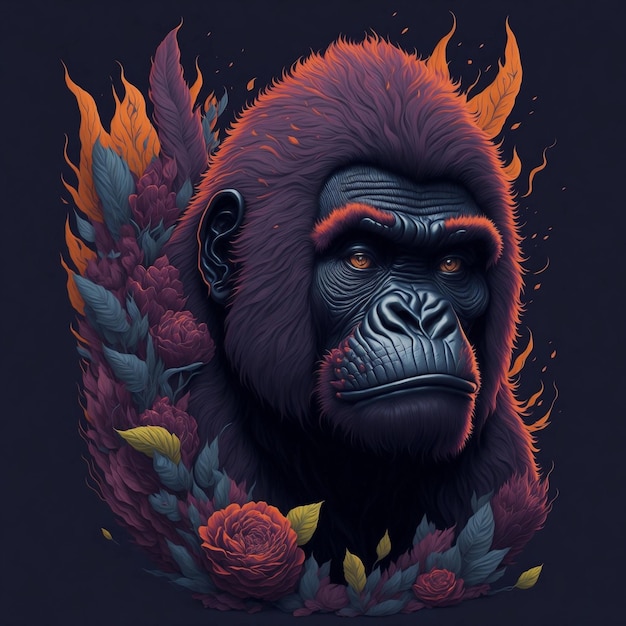 gorilla with floral