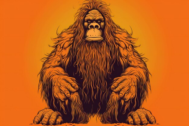 Gorilla with orange background illustration for your design