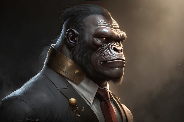 A gorilla with a suit and tie