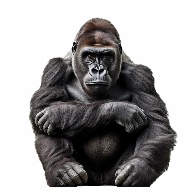 A gorilla with a white background and a black background.