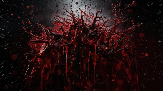 Foto gory horror scene bloed vloeistof druppelen als een angstaanjagend symbool van geweld en terreur