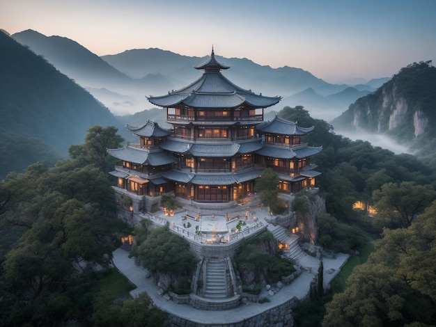 Goseonggun Gyeongsangnamdo South Korea November 6 2020 Aerial view of golden Buddha Statue