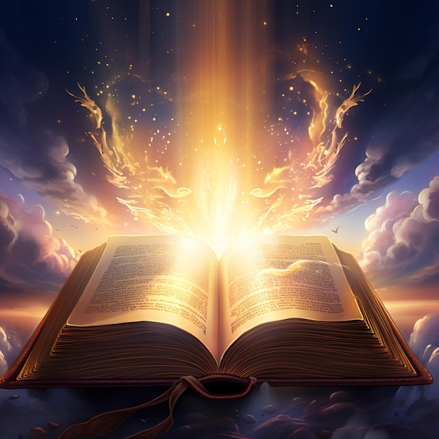 Gospel Glow Open Bible with Glowing Beam of Light