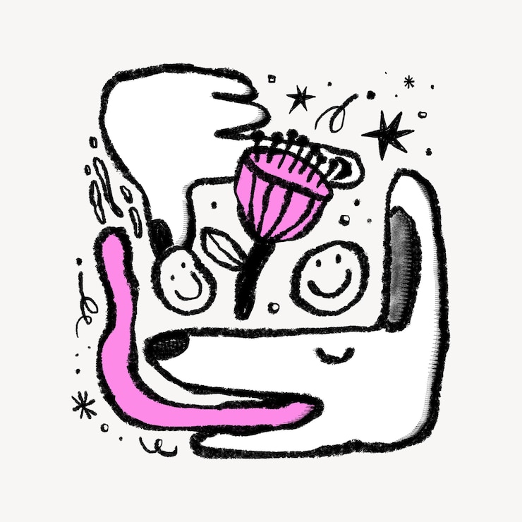 Foto gossip dog conceptuele sketchy doodle illustratie