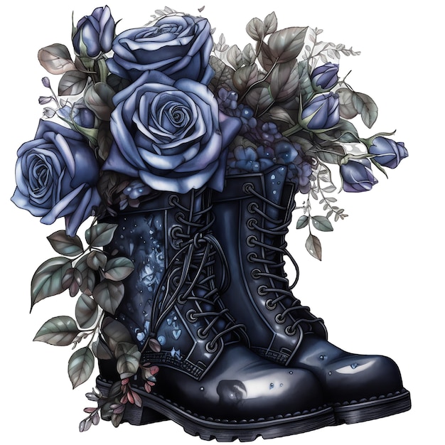 Gothic Boots watercolor illustration