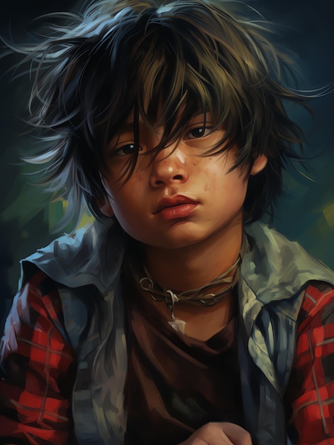 Photo gothic boy photo illustration of asian emo