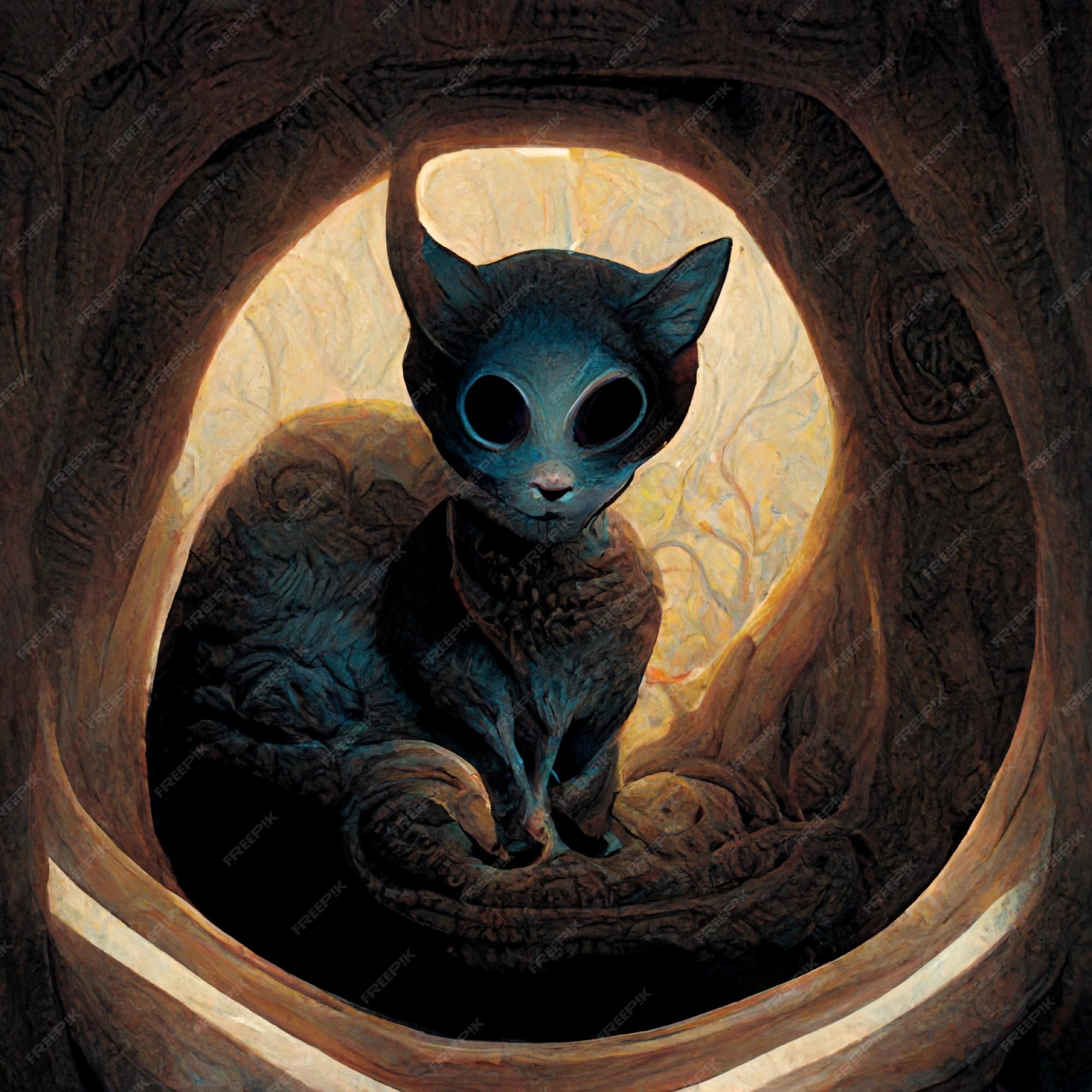 Premium Photo | Gothic cat portrait cat avatar illustration
