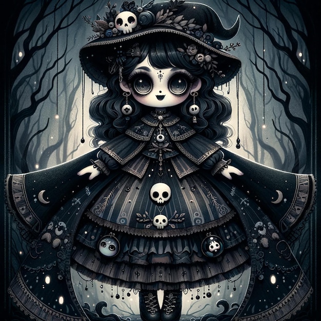 Gothic Character ScaryCute met overdreven kenmerken