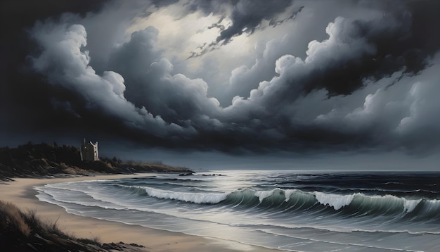 Gothic Coastal Landscape with Brooding Clouds