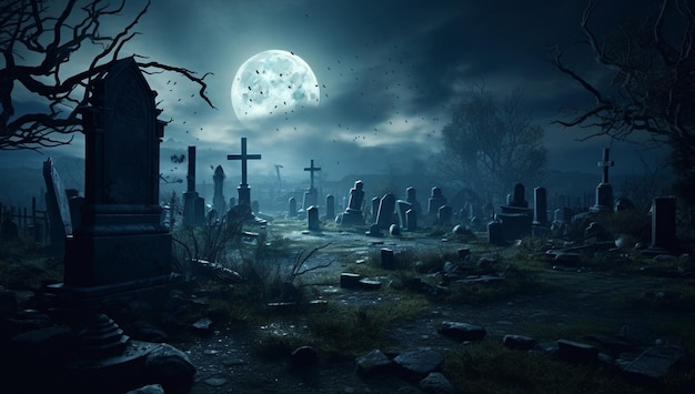 Gothic dood graf kwaad donker mysterieuze spook halloween nacht horror spookachtige begraafplaats fantasy hemel graf dood spookachtig angst