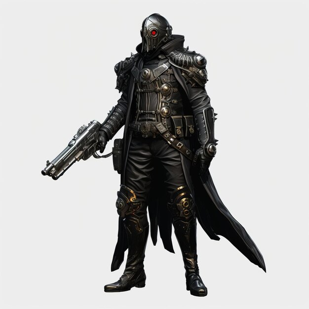 Gothic Duelist A Stylized Victorian Era Warrior in Black Leather 
