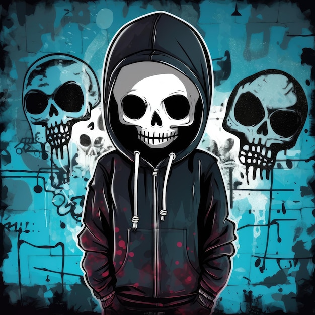 Premium AI Image | Gothic Emo Adventures A Skeleton Teen's Graffiti ...