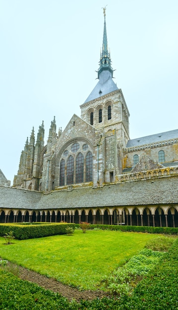The Gothic gallery of St. Michael monastery. Monastery courtyard
