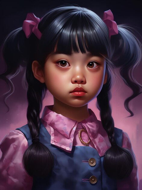 아시아 이모의 고딕 소녀 사진 그림