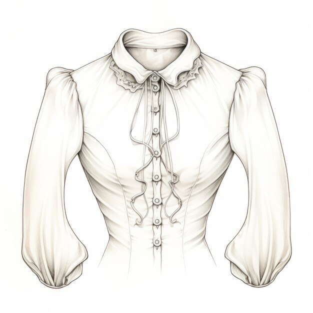 Photo gothic illustration exquisite white shirt with feminine sensibility