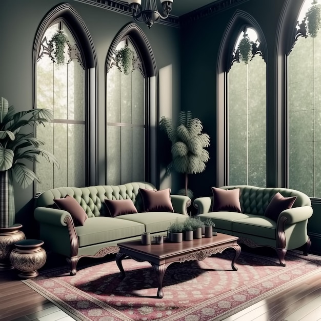 Gothic living room Generative AI