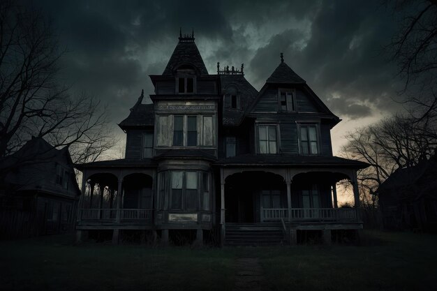 Photo gothic mansion at dusk