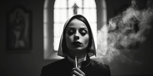 готический нуар католическая монахиня в церкви