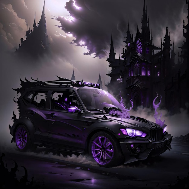 готический фиолетовый автомобиль