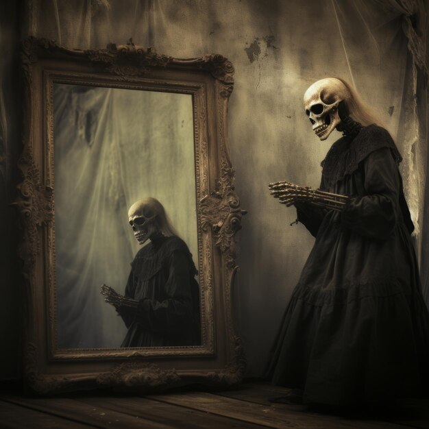 Gothic Reflections The Grungy Encounter of a Frightened Skeleton with a Poltergeist