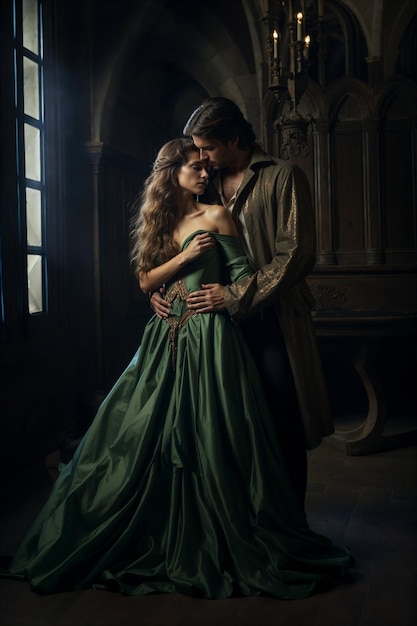 Gothic Romance in a Medieval Castle Hall