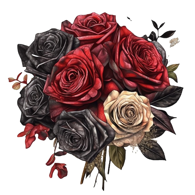 Gothic roses watercolor illustration