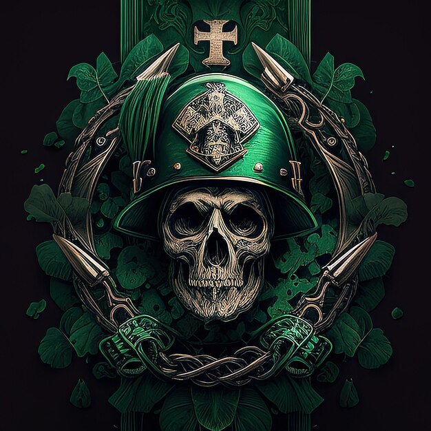 Gothic Saint Patrick's skull AI generated image